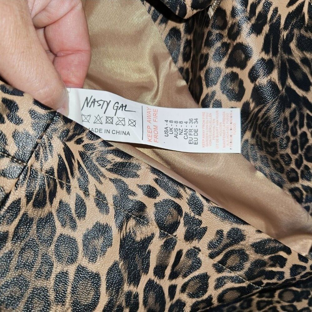 Nastygal Leopard Trench Rain Coat Size 4 - Picture 8 of 9